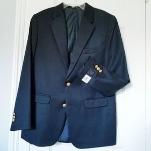 New IZOD Boys Navy Blue Blazer Size 16 R Regular Youth Sport Coat, Gold Buttons